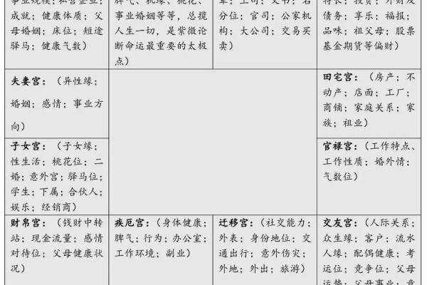 紫微斗数命盘12个宫位